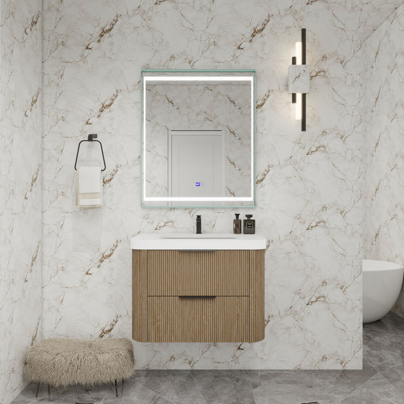 Moreno Bath CELINE-30 Celine 30" Fluted Floating Bathroom Vanity with Reinforced Acrylic Sink