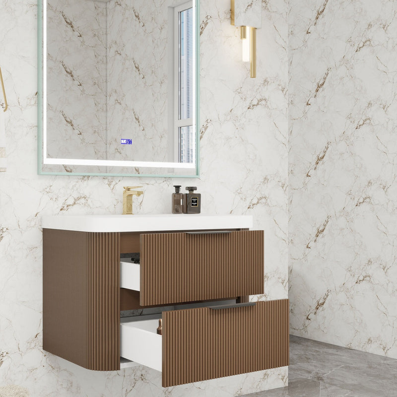 Moreno Bath CELINE-30 Celine 30" Fluted Floating Bathroom Vanity with Reinforced Acrylic Sink