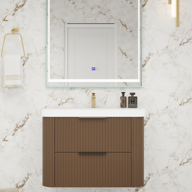 Moreno Bath CELINE-30 Celine 30" Fluted Floating Bathroom Vanity with Reinforced Acrylic Sink