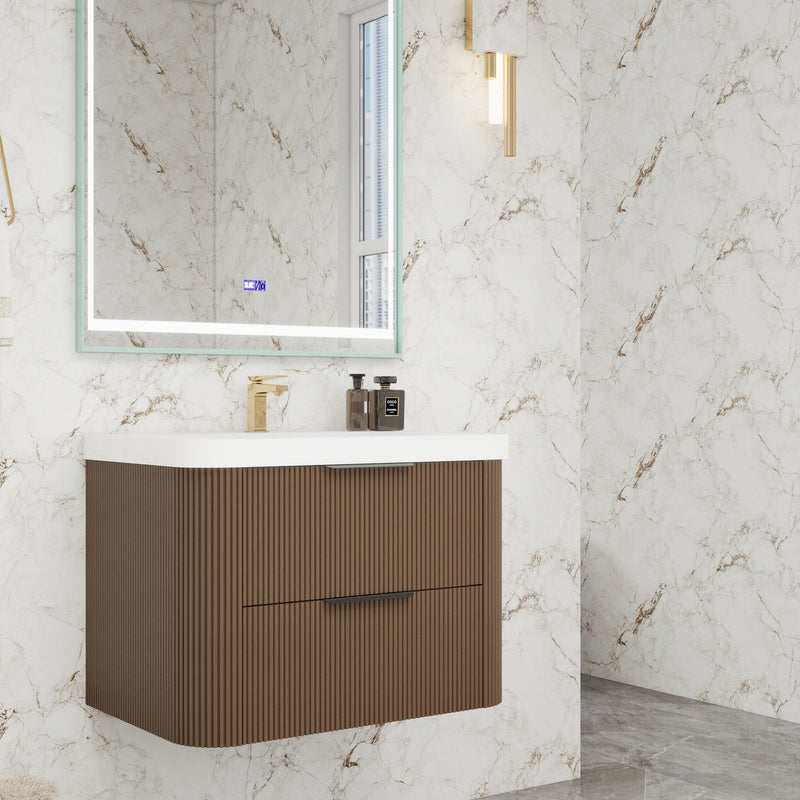 Moreno Bath CELINE-30 Celine 30" Fluted Floating Bathroom Vanity with Reinforced Acrylic Sink