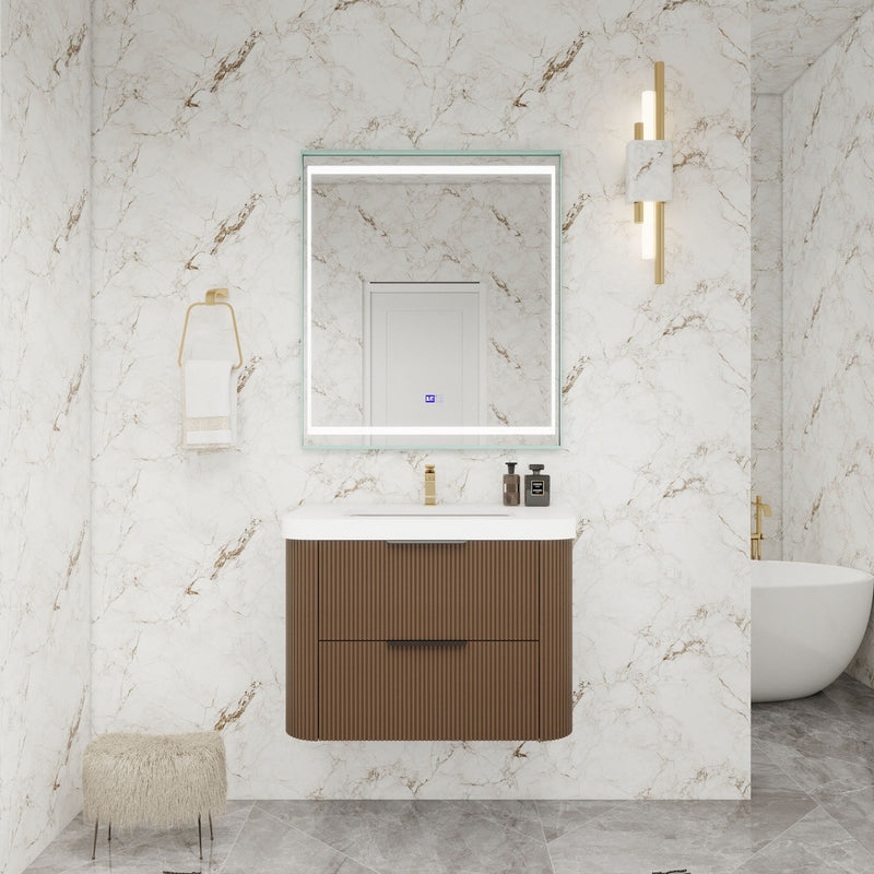 Moreno Bath CELINE-30 Celine 30" Fluted Floating Bathroom Vanity with Reinforced Acrylic Sink