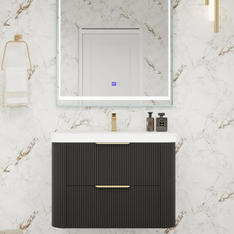 Moreno Bath CELINE-30 Celine 30" Fluted Floating Bathroom Vanity with Reinforced Acrylic Sink