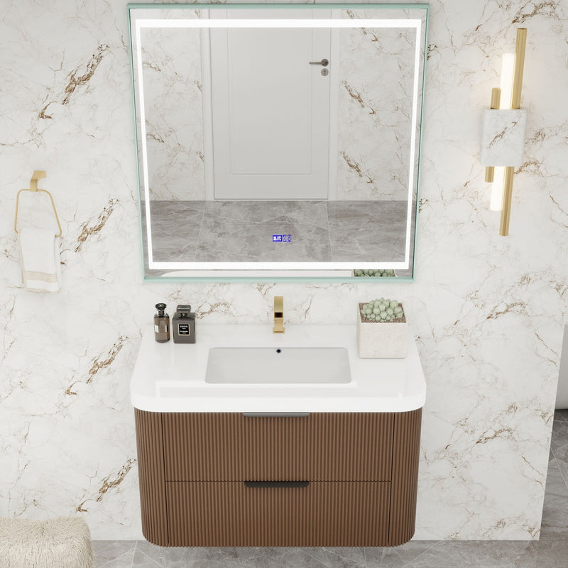 Moreno Bath CELINE-36 Celine 36" Fluted Floating Bathroom Vanity with Reinforced Acrylic Sink