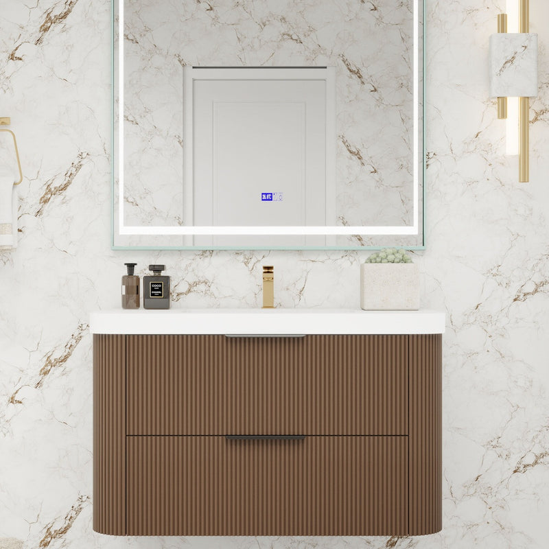 Moreno Bath CELINE-36 Celine 36" Fluted Floating Bathroom Vanity with Reinforced Acrylic Sink