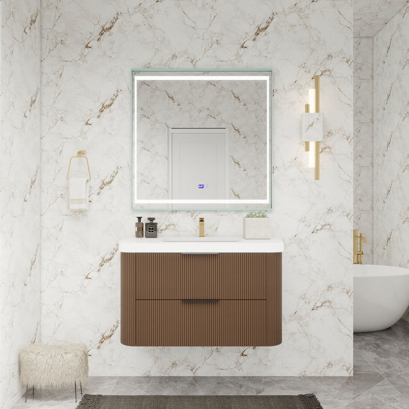 Moreno Bath CELINE-36 Celine 36" Fluted Floating Bathroom Vanity with Reinforced Acrylic Sink