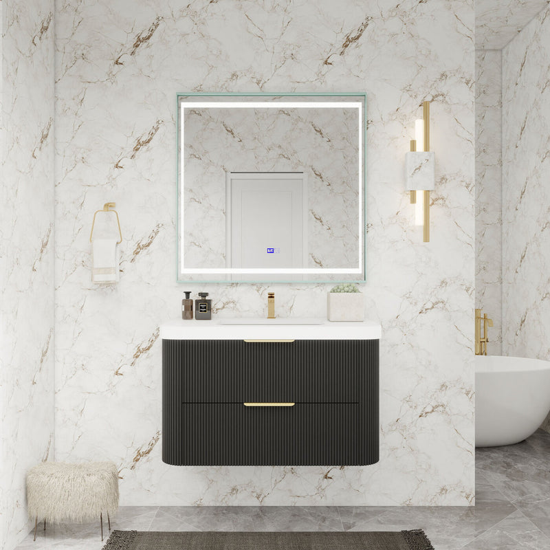 Moreno Bath CELINE-36 Celine 36" Fluted Floating Bathroom Vanity with Reinforced Acrylic Sink