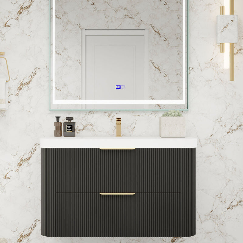Moreno Bath CELINE-36 Celine 36" Fluted Floating Bathroom Vanity with Reinforced Acrylic Sink