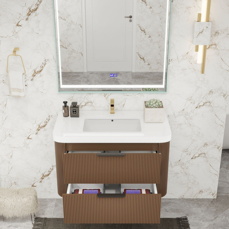 Moreno Bath CELINE-36 Celine 36" Fluted Floating Bathroom Vanity with Reinforced Acrylic Sink