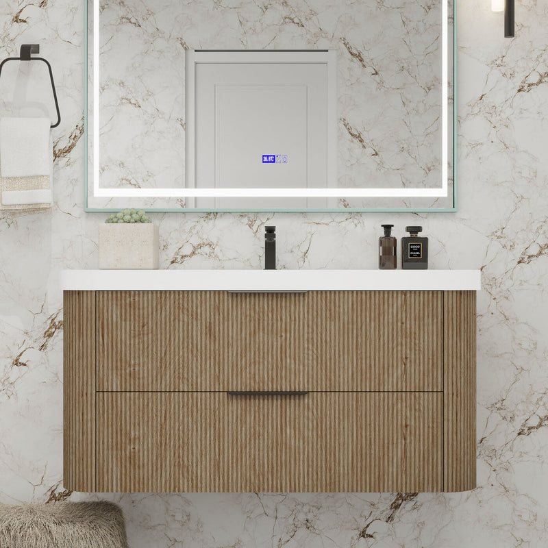 Moreno Bath CELINE-42 Celine 42" Fluted Floating Bathroom Vanity with Reinforced Acrylic Sink