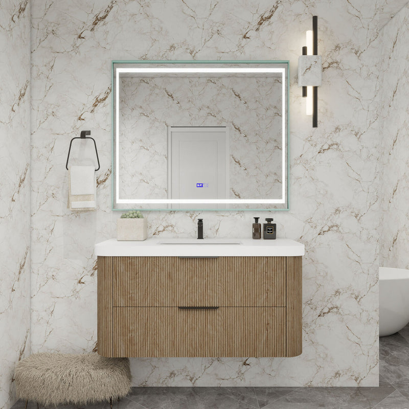 Moreno Bath CELINE-42 Celine 42" Fluted Floating Bathroom Vanity with Reinforced Acrylic Sink