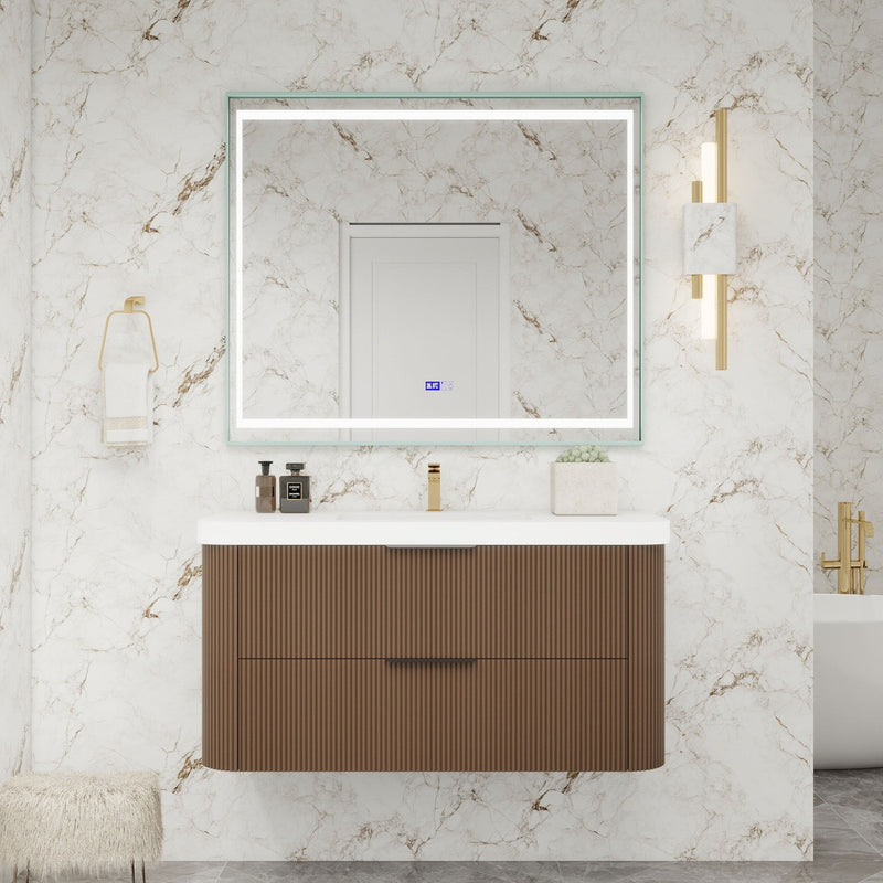 Moreno Bath CELINE-42 Celine 42" Fluted Floating Bathroom Vanity with Reinforced Acrylic Sink