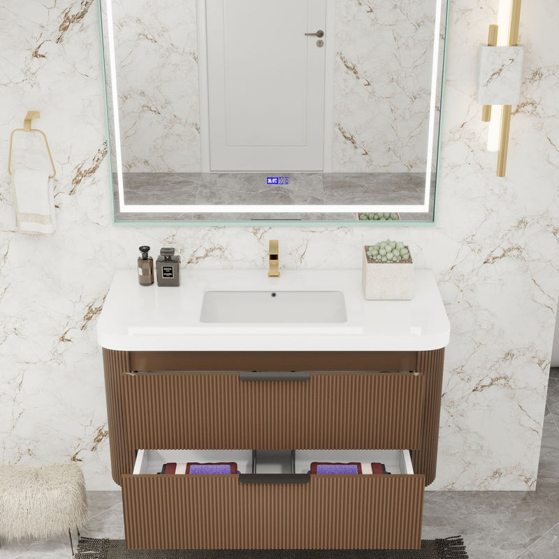 Moreno Bath CELINE-42 Celine 42" Fluted Floating Bathroom Vanity with Reinforced Acrylic Sink