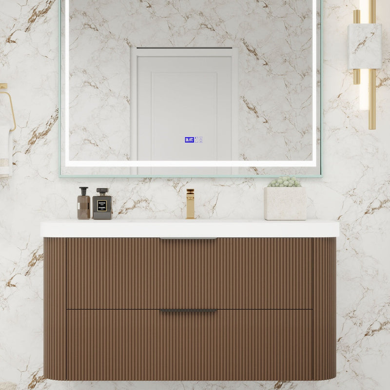 Moreno Bath CELINE-42 Celine 42" Fluted Floating Bathroom Vanity with Reinforced Acrylic Sink