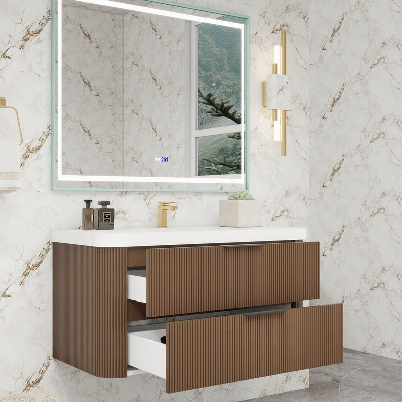Moreno Bath CELINE-42 Celine 42" Fluted Floating Bathroom Vanity with Reinforced Acrylic Sink