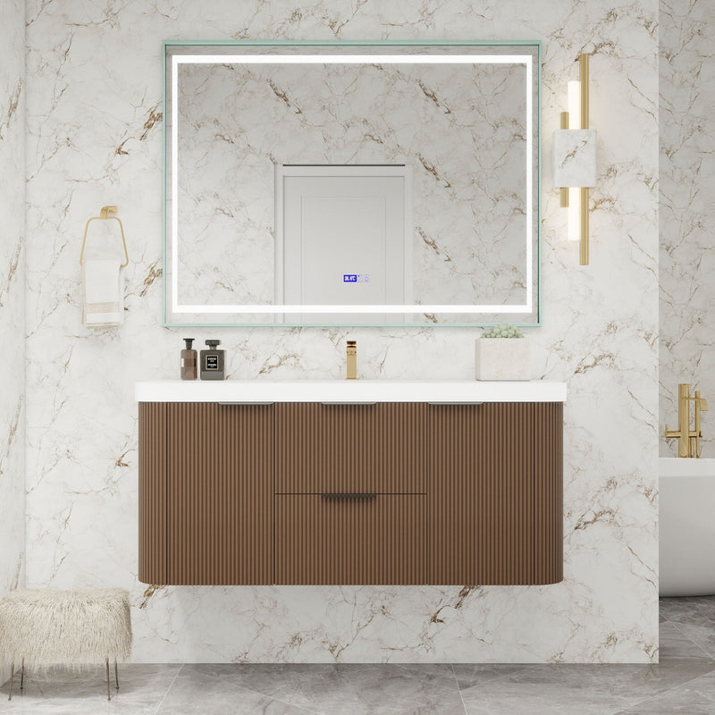 Moreno Bath CELINE-48 Celine 48" Fluted Floating Bathroom Vanity with Reinforced Acrylic Sink
