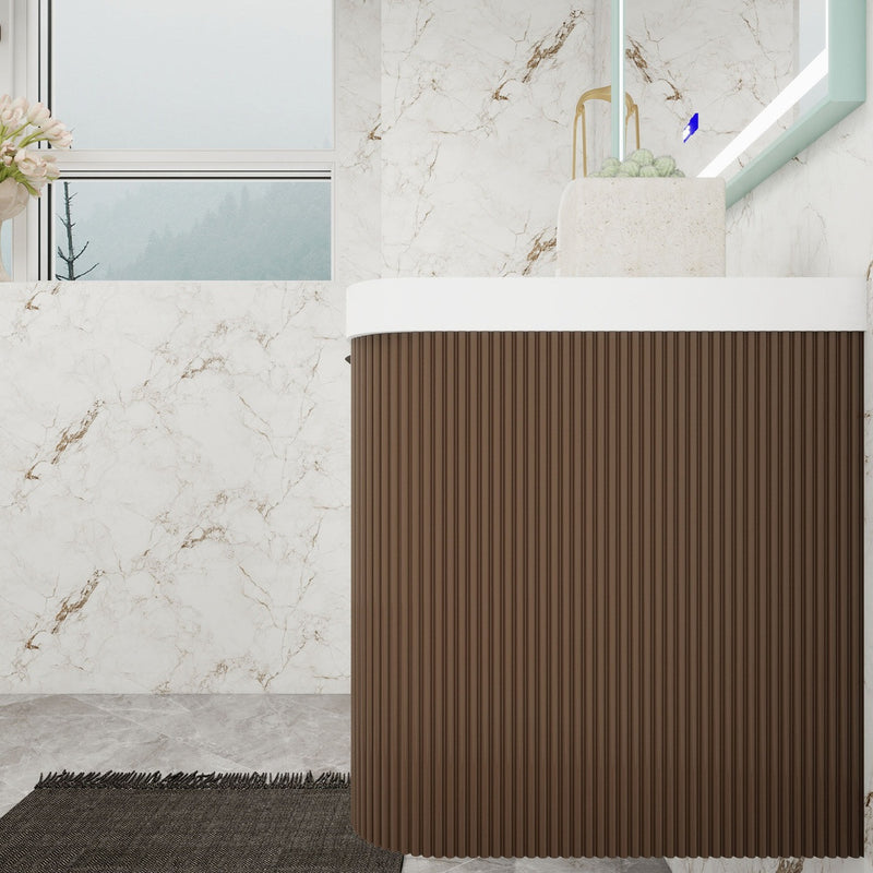 Moreno Bath CELINE-48 Celine 48" Fluted Floating Bathroom Vanity with Reinforced Acrylic Sink