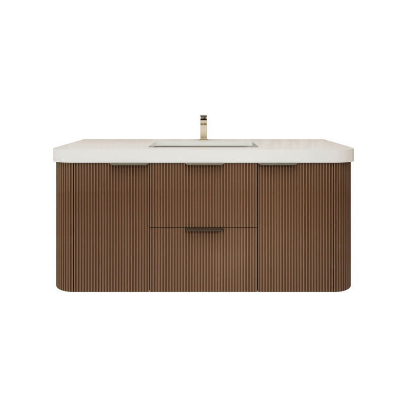 Moreno Bath CELINE-48 Celine 48" Fluted Floating Bathroom Vanity with Reinforced Acrylic Sink
