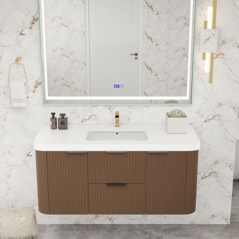 Moreno Bath CELINE-48 Celine 48" Fluted Floating Bathroom Vanity with Reinforced Acrylic Sink