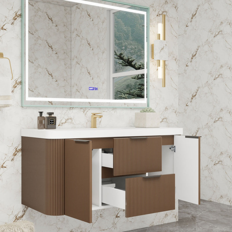 Moreno Bath CELINE-48 Celine 48" Fluted Floating Bathroom Vanity with Reinforced Acrylic Sink