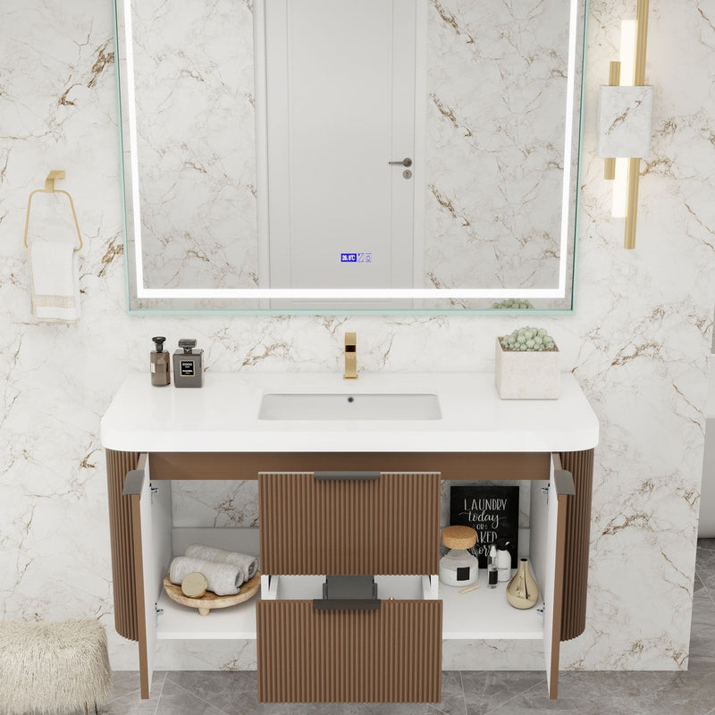 Moreno Bath CELINE-48 Celine 48" Fluted Floating Bathroom Vanity with Reinforced Acrylic Sink