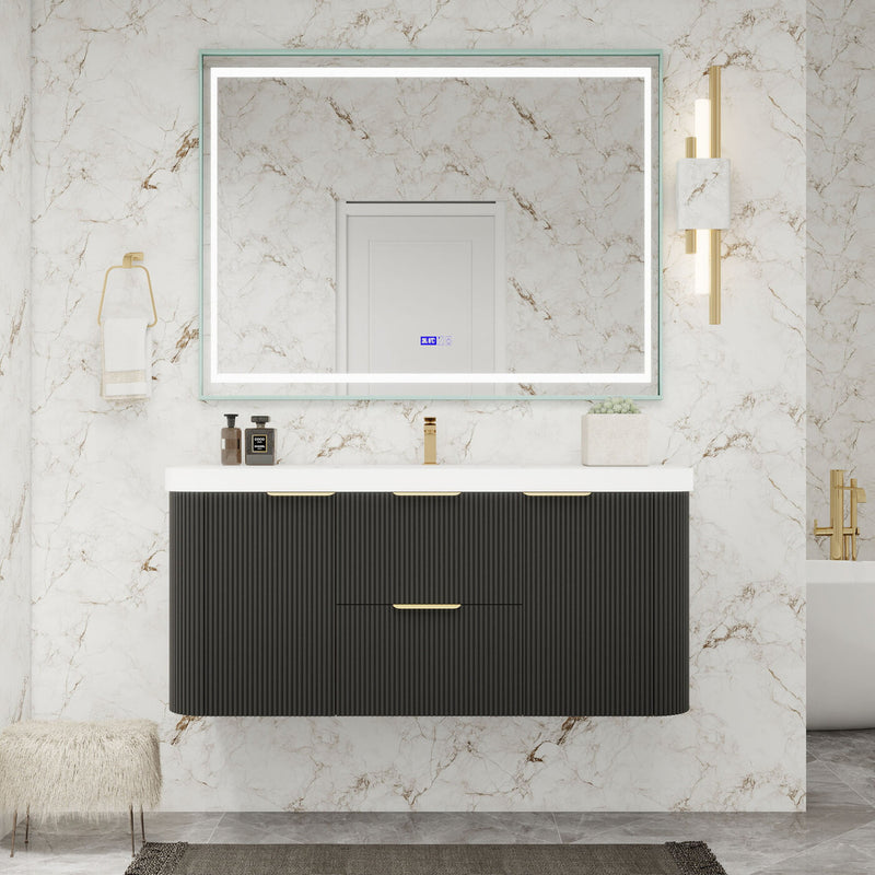 Moreno Bath CELINE-48 Celine 48" Fluted Floating Bathroom Vanity with Reinforced Acrylic Sink