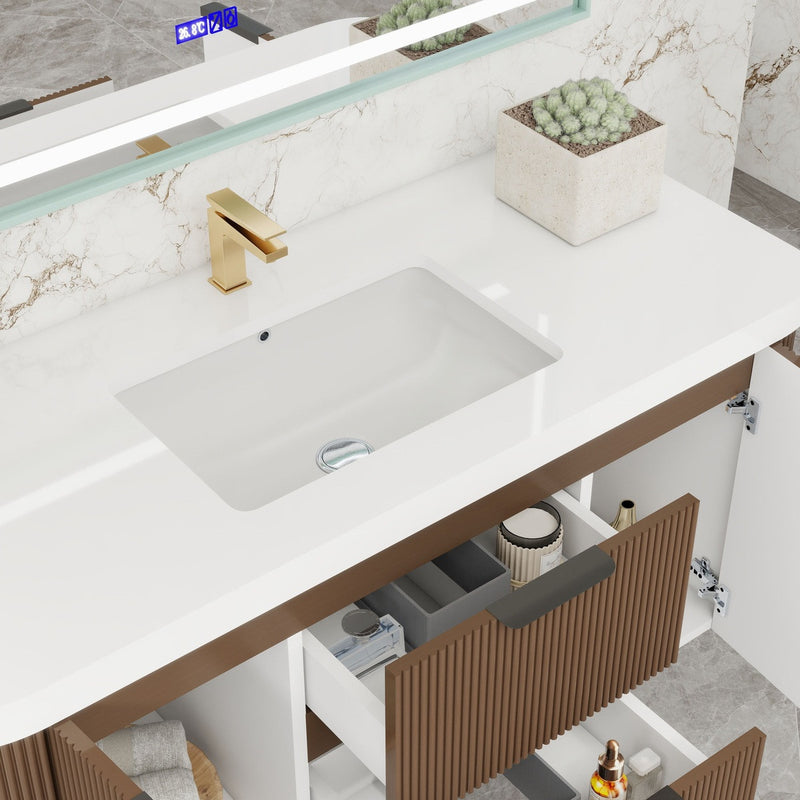 Moreno Bath CELINE-48 Celine 48" Fluted Floating Bathroom Vanity with Reinforced Acrylic Sink