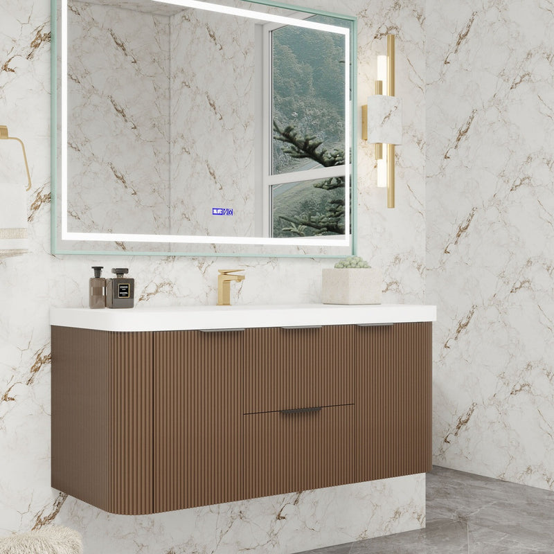 Moreno Bath CELINE-48 Celine 48" Fluted Floating Bathroom Vanity with Reinforced Acrylic Sink