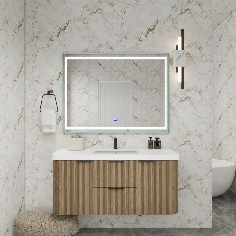 Moreno Bath CELINE-48 Celine 48" Fluted Floating Bathroom Vanity with Reinforced Acrylic Sink
