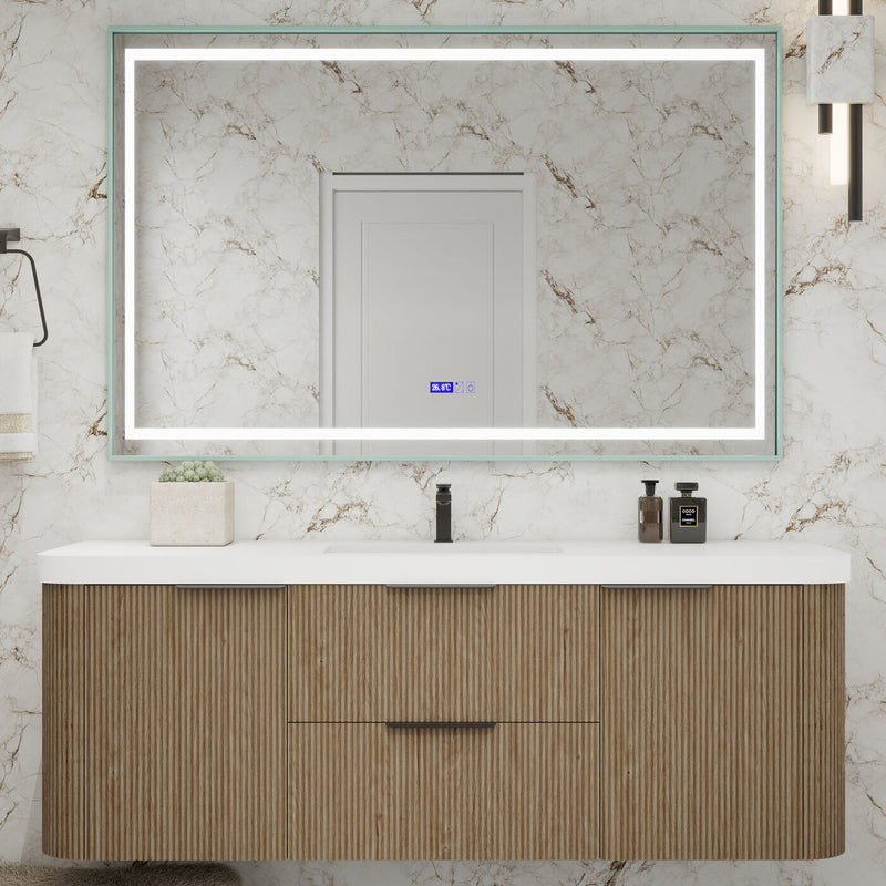 Moreno Bath CELINE-60S Celine 60" Fluted Floating Bathroom Vanity with Reinforced Acrylic Single Sink