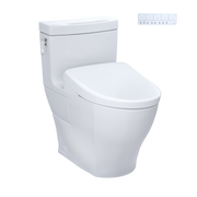 TOTO MW6264726CEFGA#01 WASHLET+ Aimes One-Piece Elongated 1.28 GPF Toilet with Auto Flush S7 Contemporary Bidet Seat, Cotton White