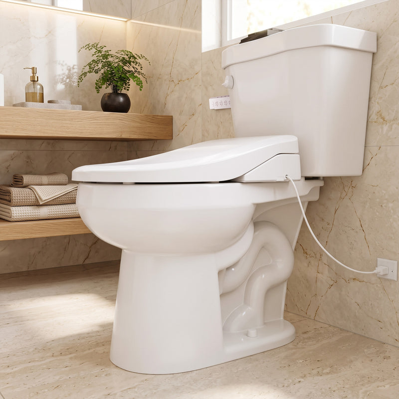 Anzzi TL-AZEB107UWH Electric Bidet Seat with Auto Lid, Heated, Warm Water, Air Dryer, Self Cleaning, Lady Wash, Deodoriz