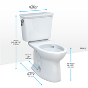 TOTO CST786CEFG#01 Drake Transitional Two-Piece Elongated 1.28 GPF Universal Height TORNADO FLUSH Toilet with CEFIONTECT, Cotton White - view 2
