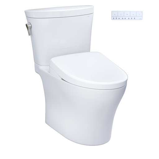 TOTO MW4484736CEMFGNA#01 WASHLET+ Aquia IV Arc Two-Piece Elongated Dual Flush 1.28 and 0.9 GPF Toilet with Auto Flush S7A Contemporary Bidet Seat, Cotton White