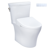 TOTO MW4484726CEMFGN#01 WASHLET+ Aquia IV Arc Two-Piece Elongated Dual Flush 1.28 and 0.9 GPF Toilet with S7 Contemporary Bidet Seat, Cotton White