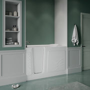 Meditub A3060WILWS Collection 32 x 59 Left Side Drain Soaker Jetted Bathtub in White with Fast Filling Faucet Set lifestyle
