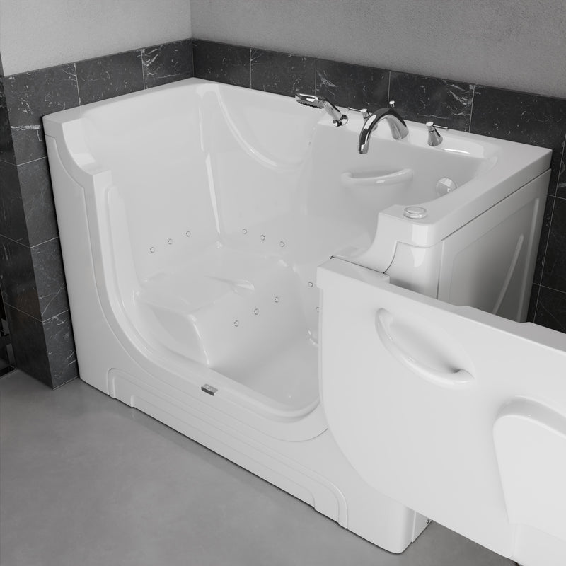 Meditub 3060WCARWA Collection 30 x 60 Right Side Drain Air Jetted Bathtub in White with Aroma and Chroma Therapy