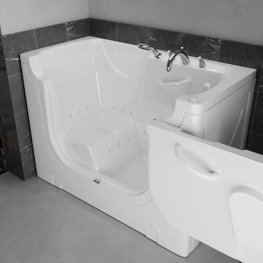 Meditub A3060WCARWA Collection 30 x 60 Right Side Drain Air Jetted Bathtub in White with Aroma and Chroma Therapy