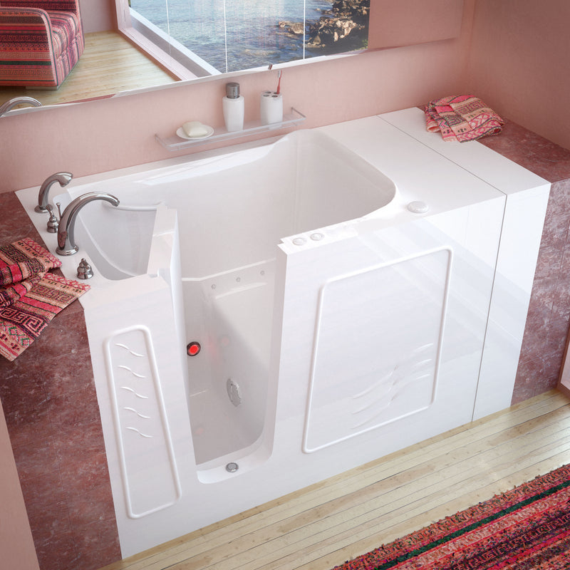 Meditub 3053LWA Walk-In 30 x 52 Left Drain White Air Jetted Walk-In Bathtub