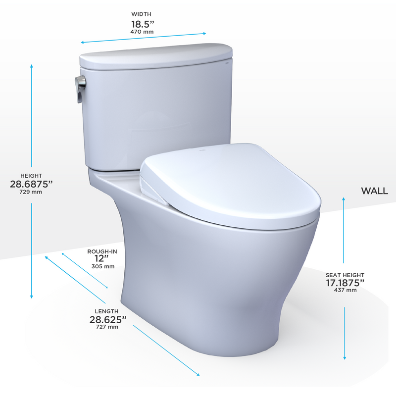 TOTO MW4424726CEFGA#01 WASHLET+ Nexus Two-Piece Elongated 1.28 GPF Toilet with Auto Flush S7 Contemporary Bidet Seat, Cotton White - view 2