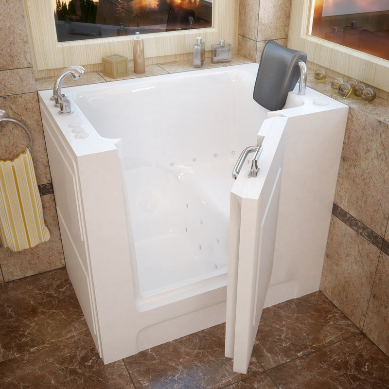 Meditub 2739LWA Walk-In 27 x 39 Left Drain White Air Jetted Walk-In Bathtub