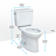 TOTO CST776CEFG.10#01 Drake Two-Piece Elongated 1.28 GPF Universal Height TORNADO FLUSH Toilet with CEFIONTECT and 10 Inch Rough-In, Cotton White - view 2