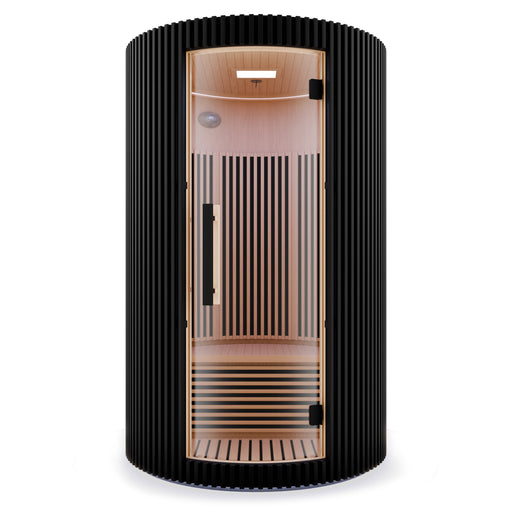 SaunaSpa SC-SS0025-0SBK 1-2 Person Round Infrared Sauna in Black Canadian Hemlock