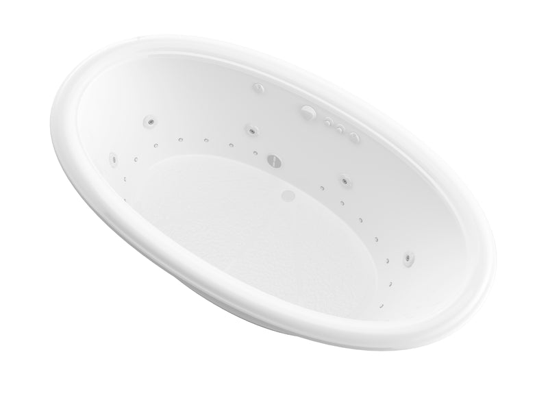 Atlantis Whirlpool 4478PCDL Topaz Series 78 in. x 44 in. Oval Whirlpool and Air Bathtub with Center drain and V-Style Back Jets in Glossy White