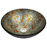 Anzzi LS-AZ163 Stellar Series 17 in. Bathroom Vessel Sink with Scratch-Tough and Stain-Resistant Surface in Arctic Blaze Glass