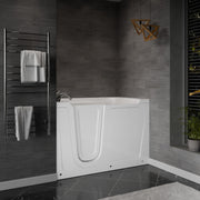 Meditub A3660LWS Collection 36 x 60 Left Side Drain Soaker Jetted Bathtub in White with Fast Filling Faucet Set lifestyle