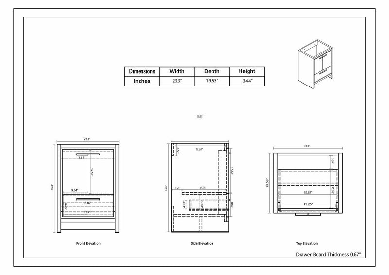 Moreno Bath FSDOLCE24 Dolce 24" Freestanding Bathroom Vanity Set with Single Reinforced Acrylic Sink - view 8