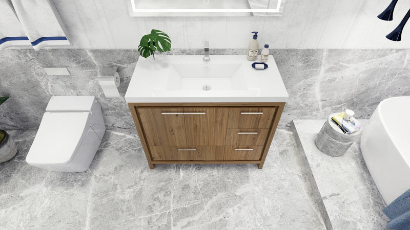 Moreno Bath FSDOLCE42-R Dolce 42" Freestanding Bathroom Vanity Set with Right Side Drawers and Reinforced Acrylic Sink - view 10