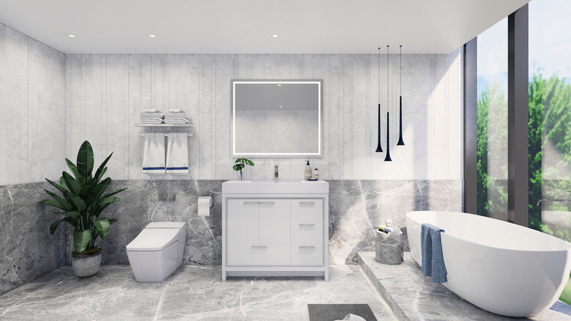 Moreno Bath FSDOLCE42-R Dolce 42" Freestanding Bathroom Vanity Set (Right Side Drawers)