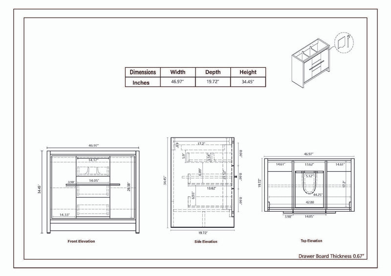 Moreno Bath FSDOLCE48 Dolce 48" Freestanding Bathroom Vanity Set with Reinforced Acrylic Single Sink Top - view 8
