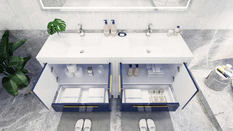 Moreno Bath FSDOLCE72D Dolce 72" Freestanding Bathroom Vanity Set with Reinforced Acrylic White Top - view 9